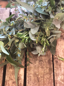 Mixed eucalyptus, rosemary and pitto garland